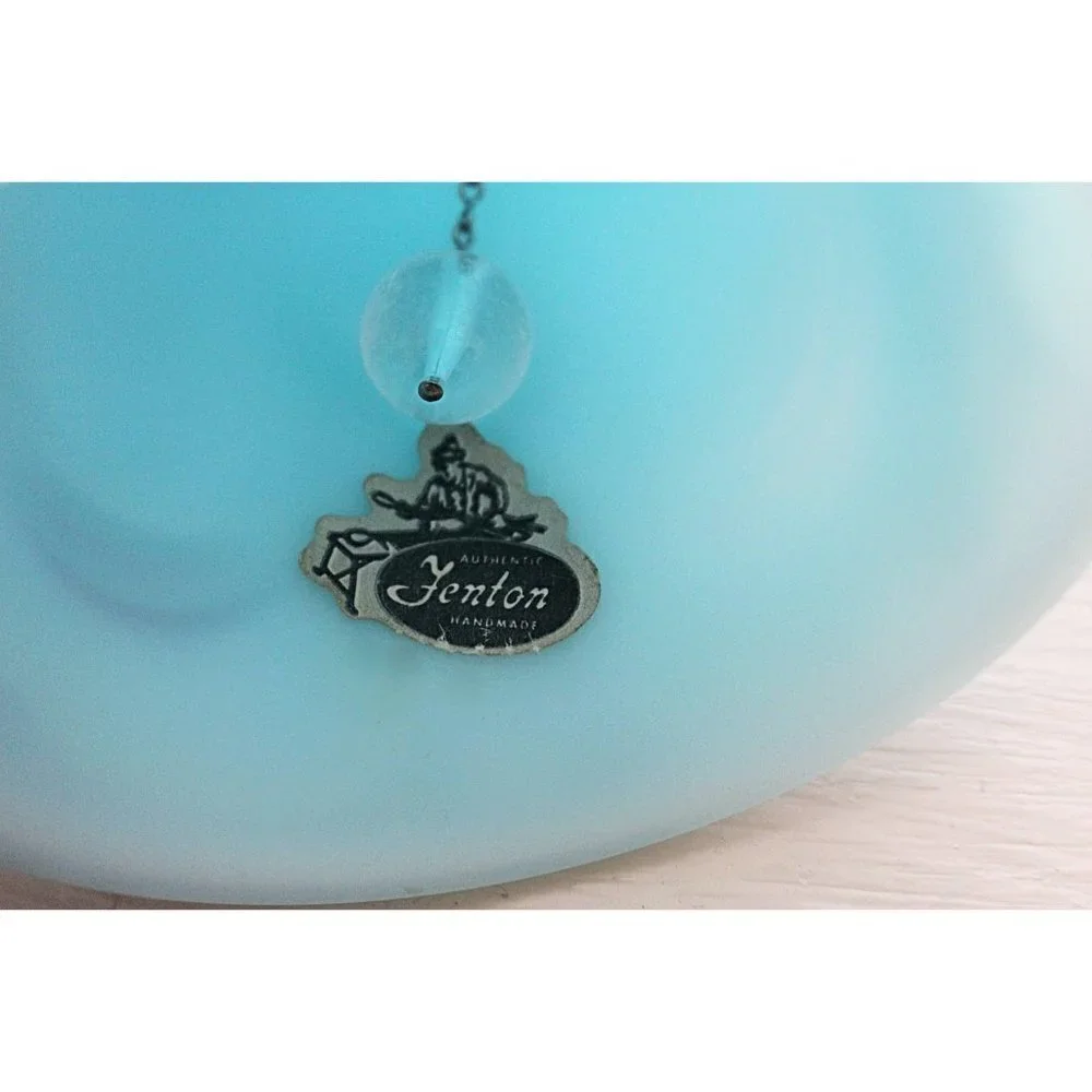 Vintage Fenton Art Glass - Milk Glass Bell with Original Sticker, Madonna +Child